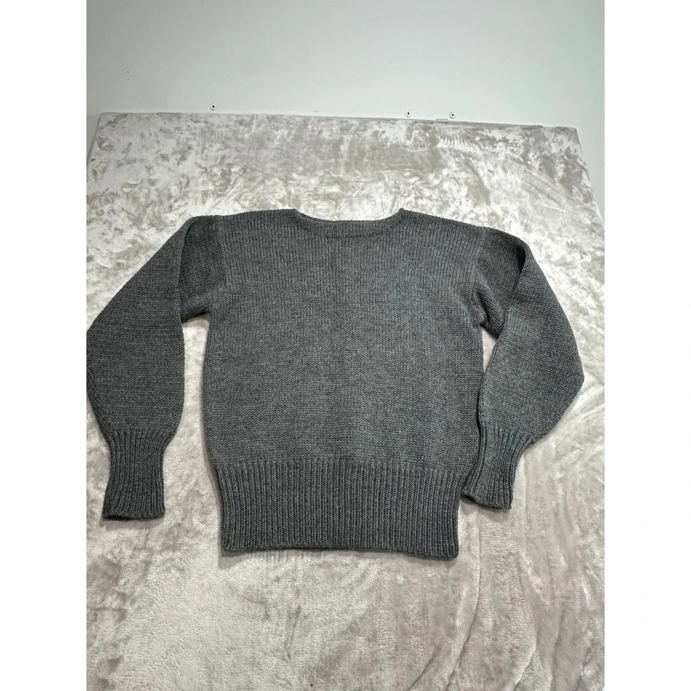 VTG 90s Polo Ralph Lauren Shaker Wool Knit Sweater Grey Heavy Men 95 Medium EUC‎